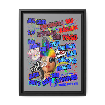 drop the beat - framed canvas art (grey)