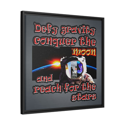 defy conquer reach - framed canvas art (grey-light grey)