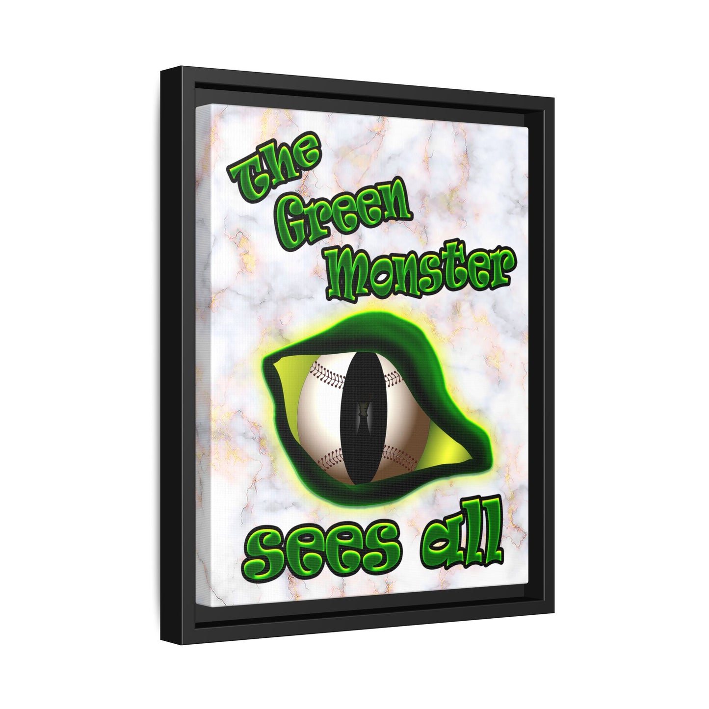 green monster - framed canvas art (white marble)