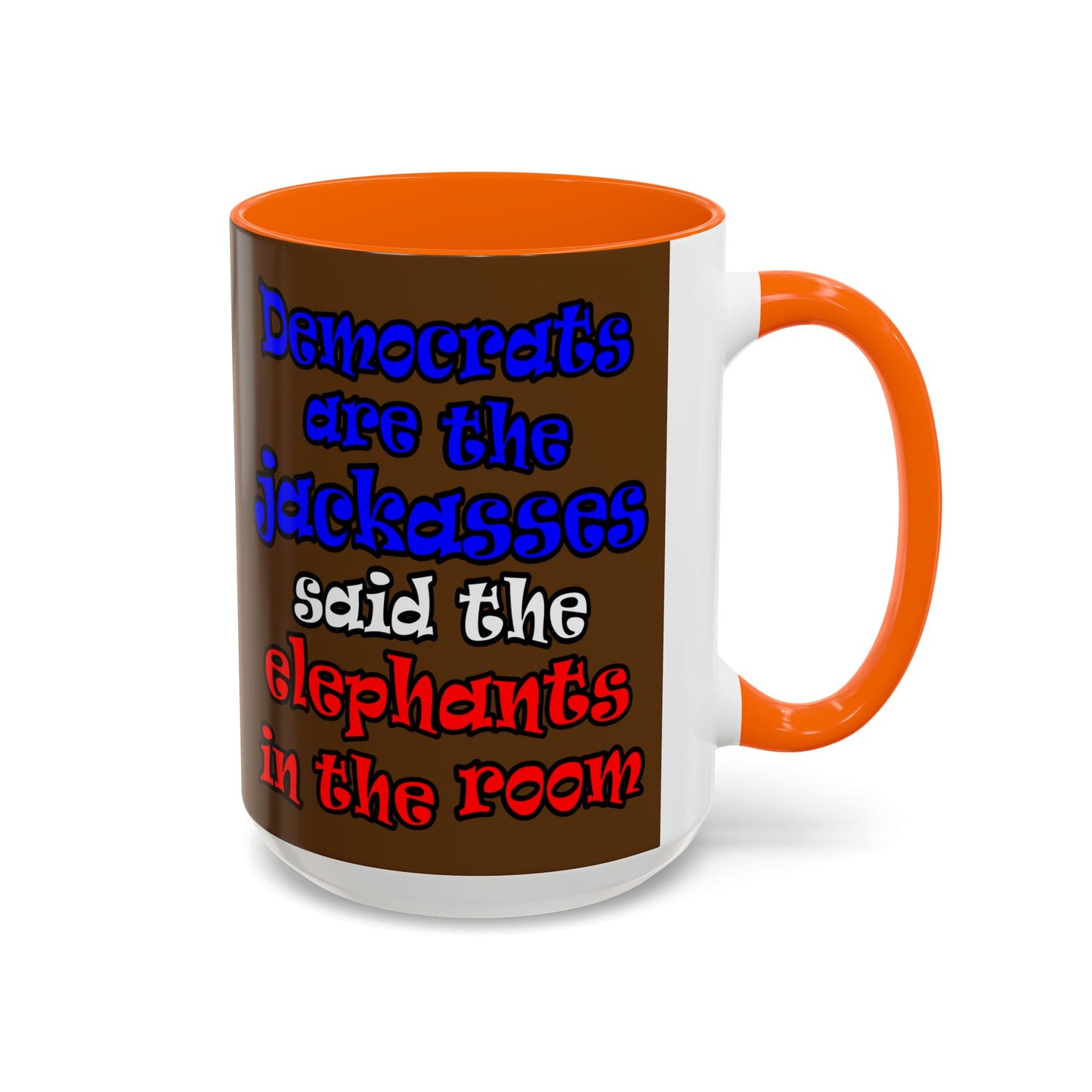 donkeys and elephants - Accent Mug (brown)