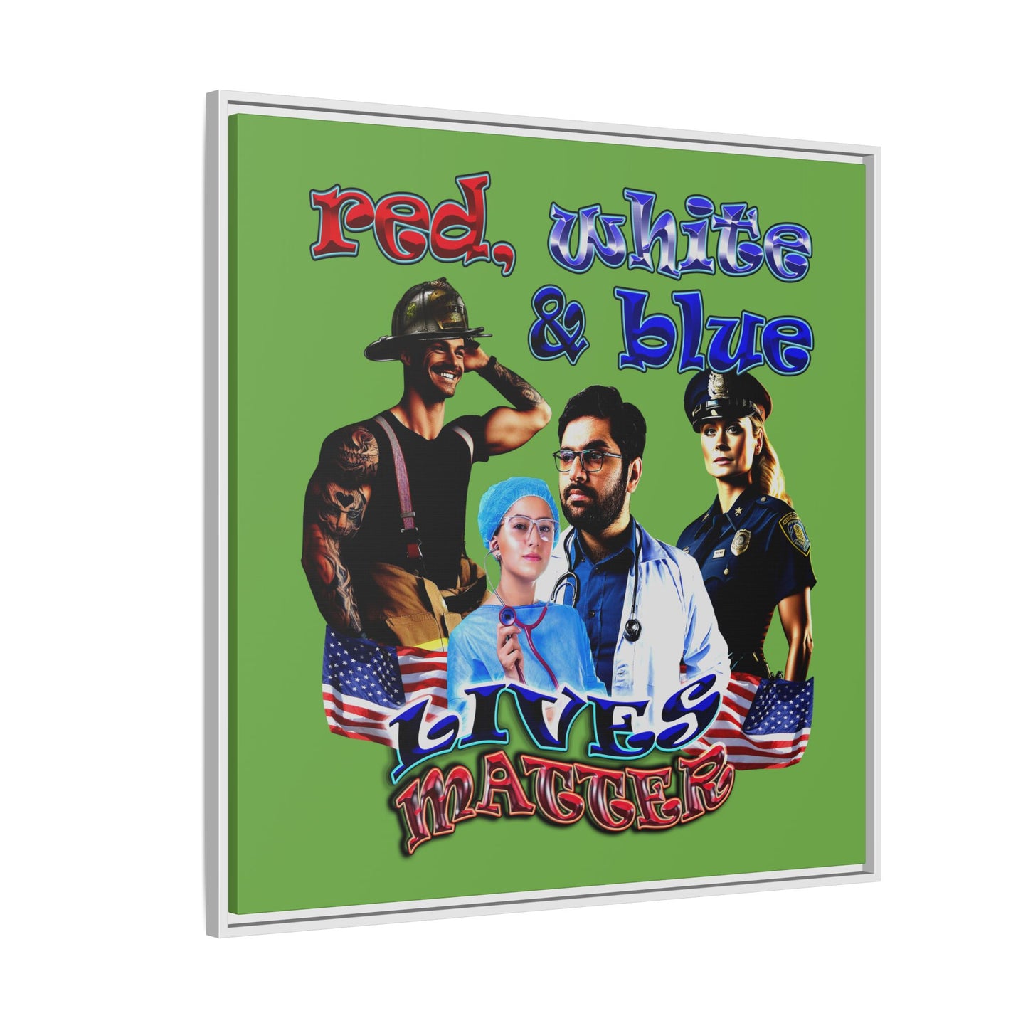 rw&b lives matter - framed canvas art (green)