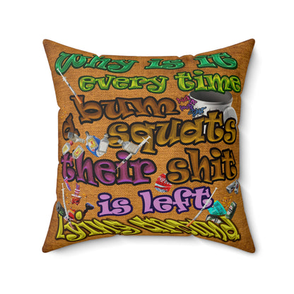 the bum's shit - Faux Suede Square Pillow - (dichromatic brown papyrus)