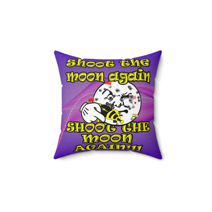 shoot the moon again - Spun Polyester Square Pillow - (purple-pink wave)