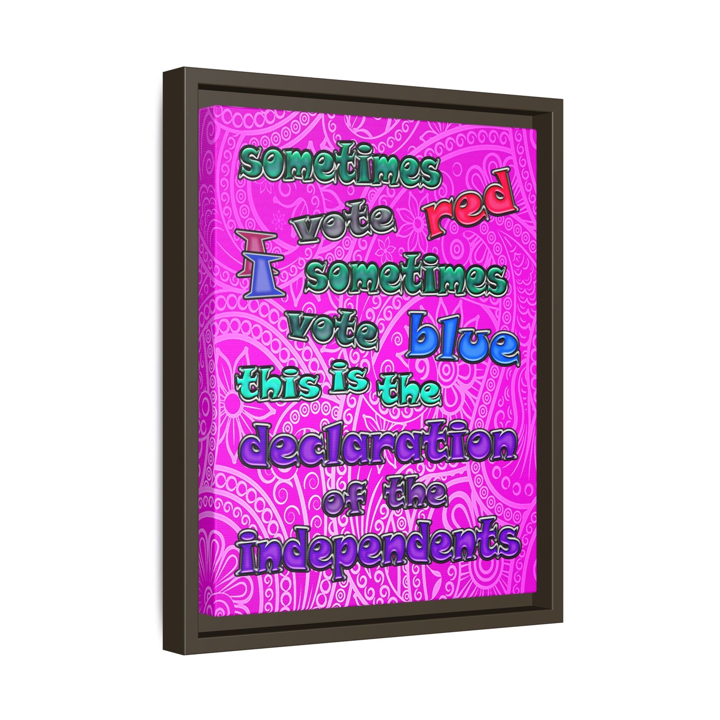 declaration of the independents - framed canvas art (pink swirl)