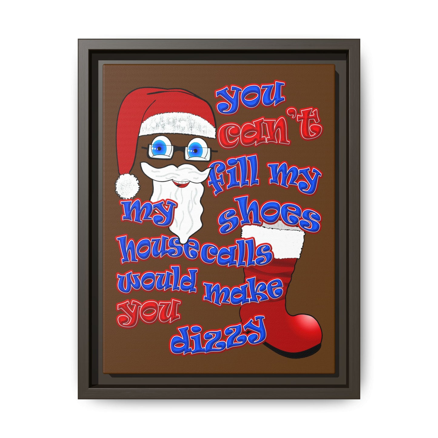 santa's shoes - framed canvas art (brown)