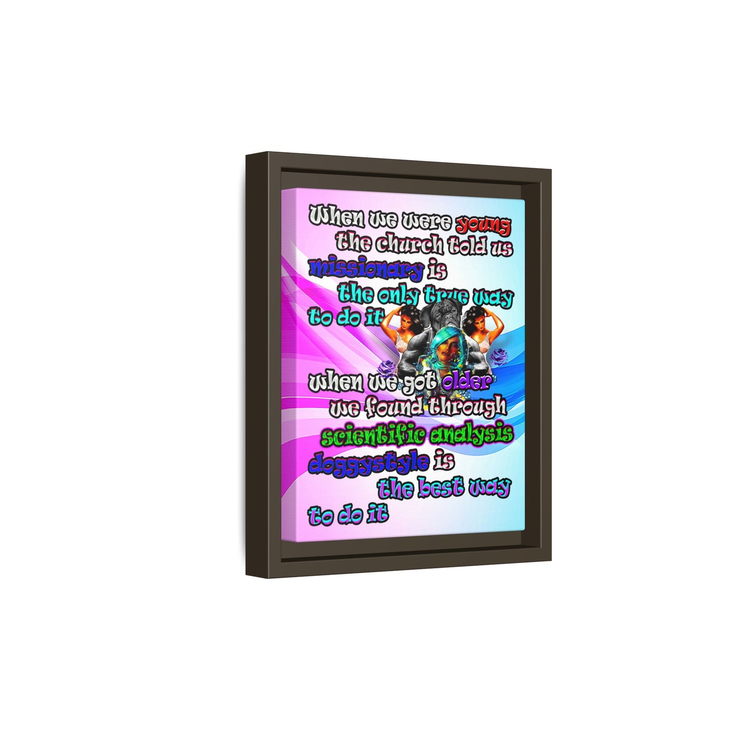doggystyle - framed canvas art (light blue-pink wave)