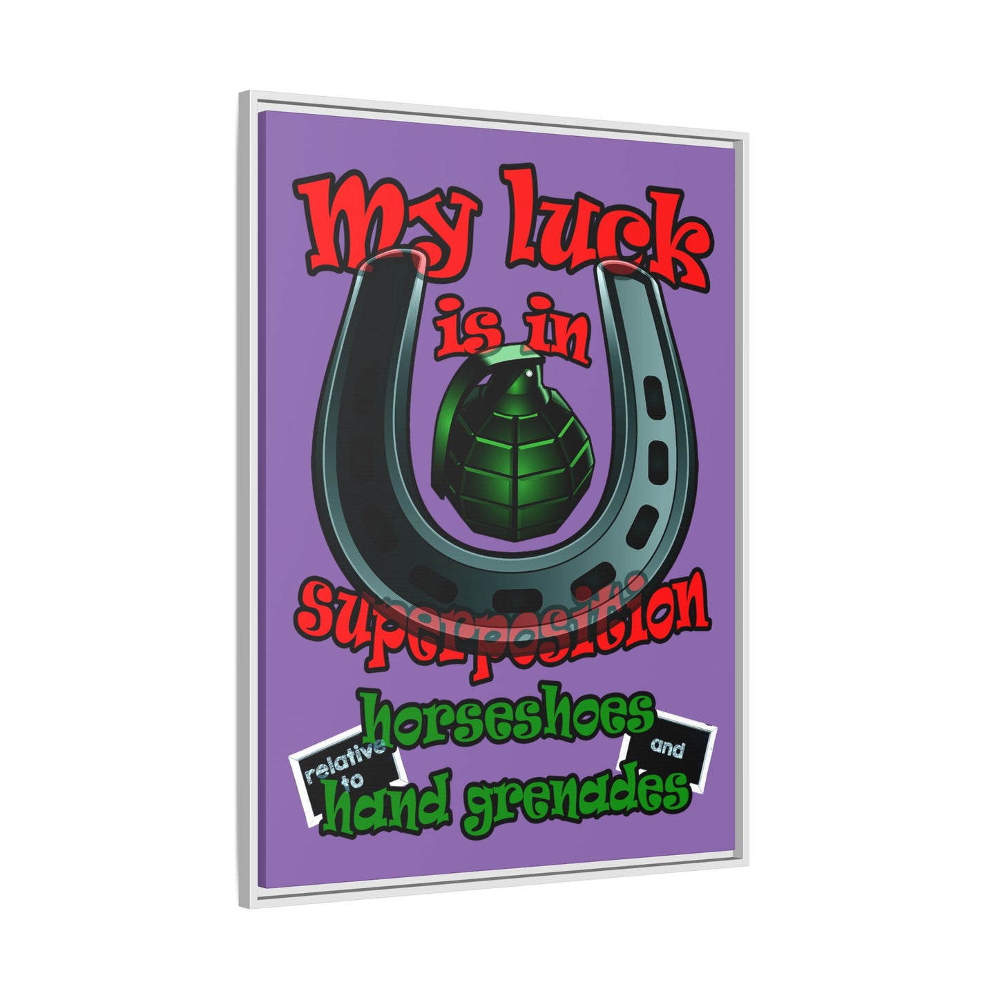 my luck - framed canvas art (light purple)