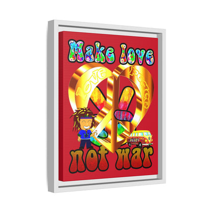 love peace - framed canvas art (dark red)