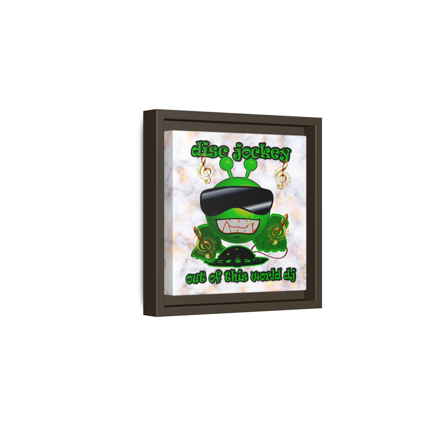 disc jockey - framed canvas art (white marble)