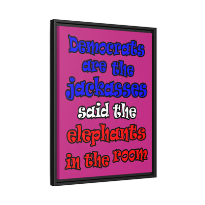 donkeys and elephants - framed canvas art (pink)