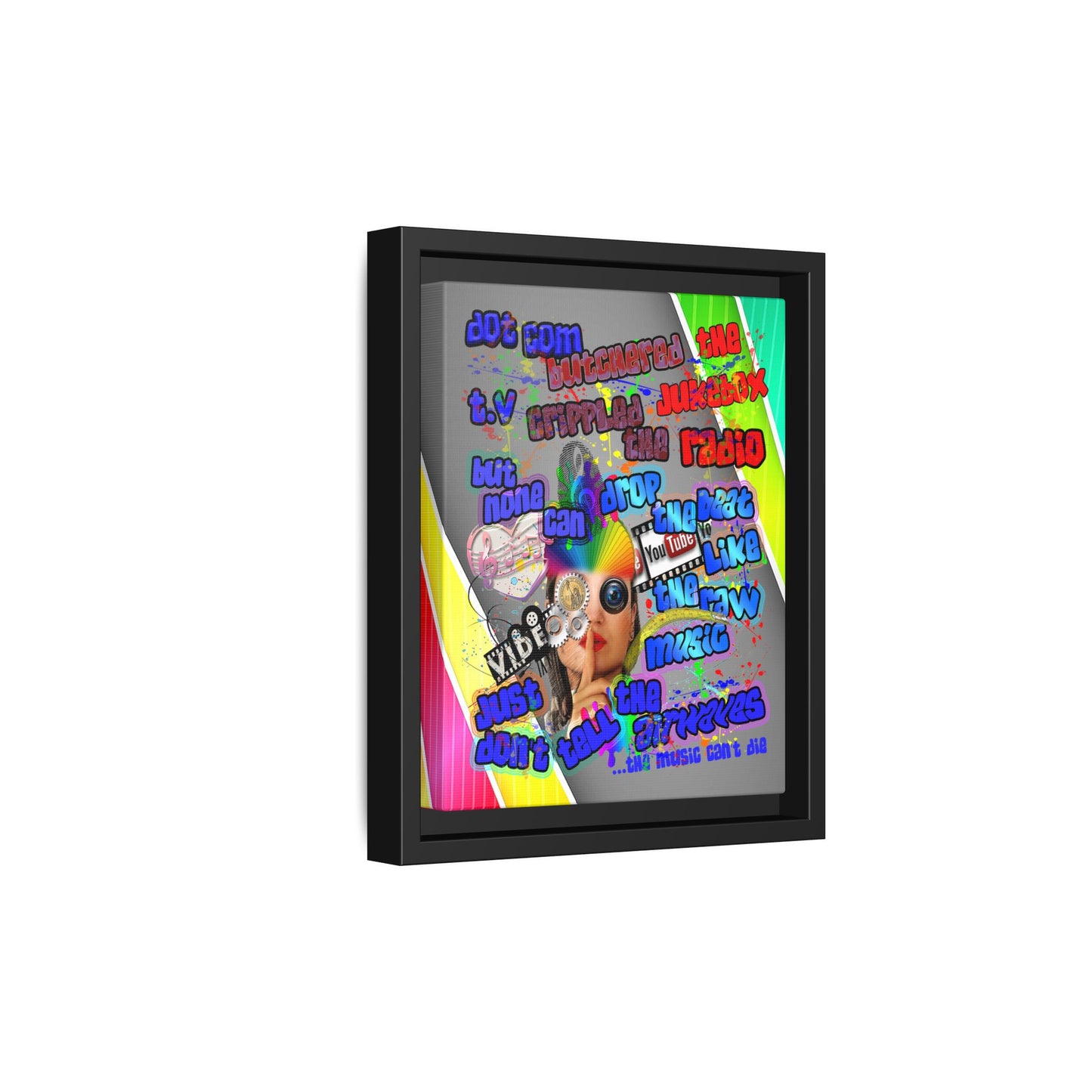 drop the beat - framed canvas art (rainbow split)