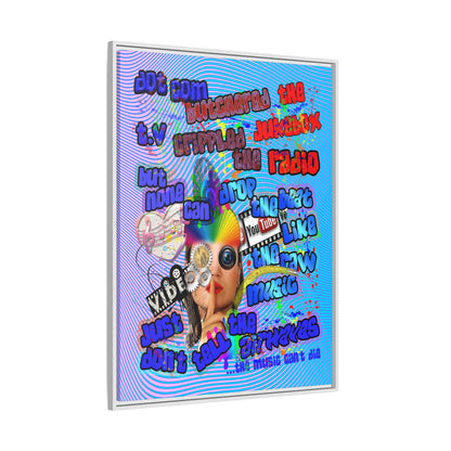 drop the beat - framed canvas art (light blue-purple wave)