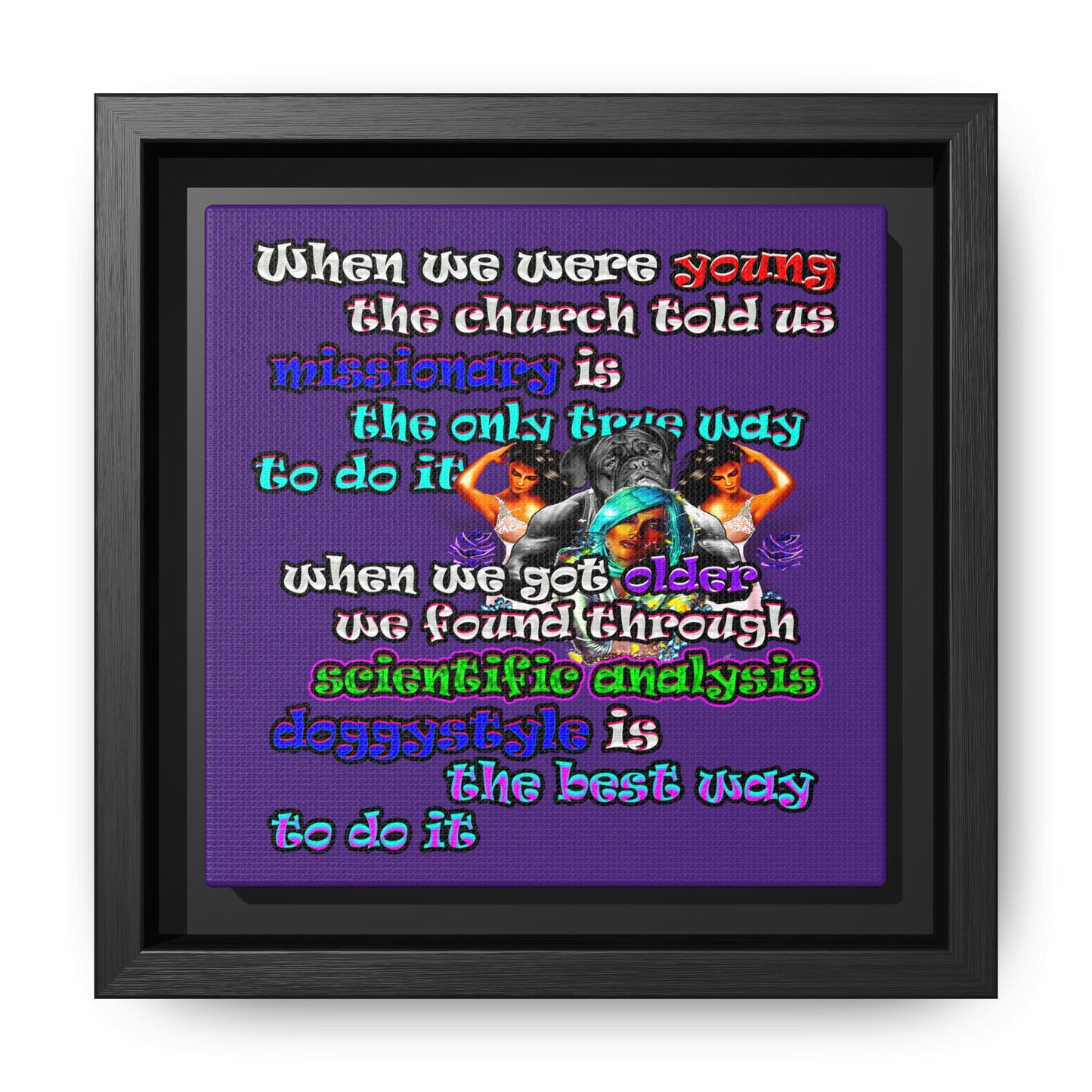doggystyle - framed canvas art (purple)