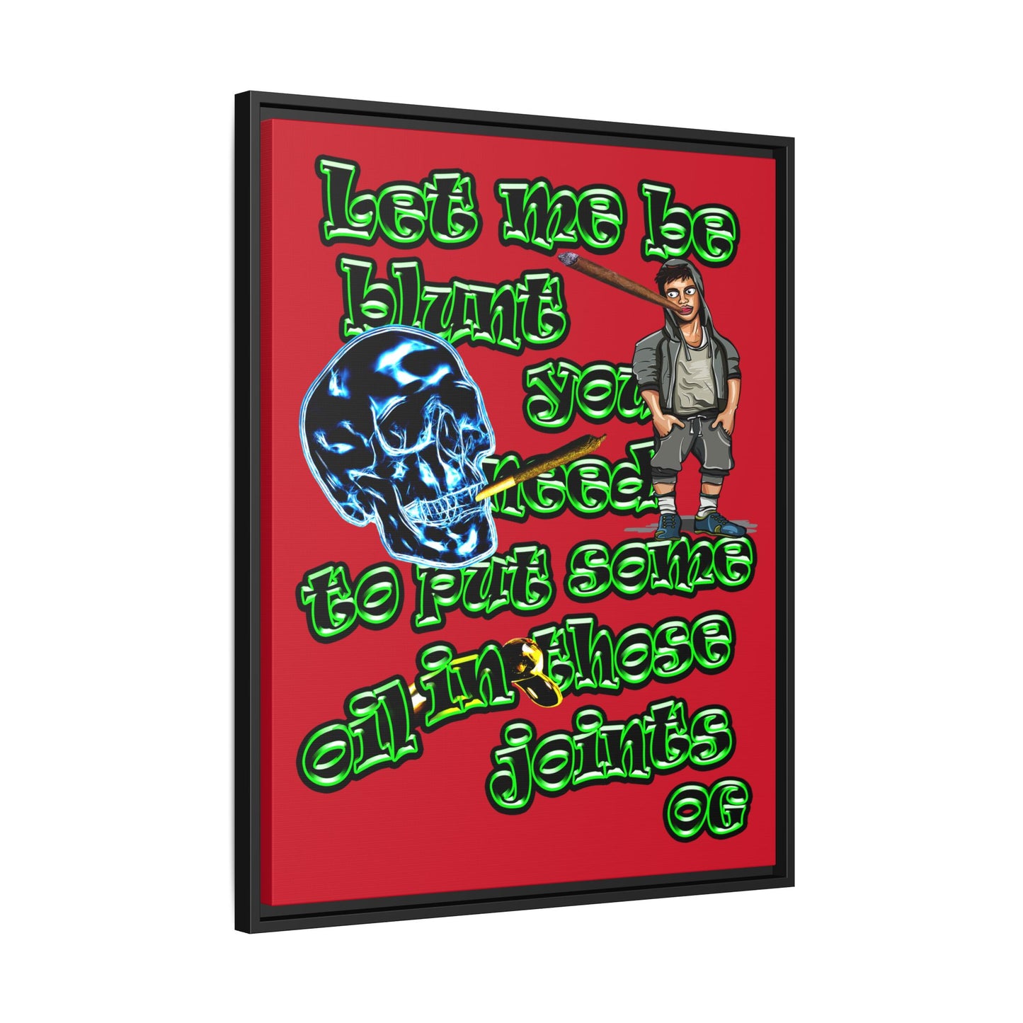 og - framed canvas art (dark red)