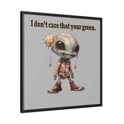 I don't care that your green - framed canvas art (light grey)