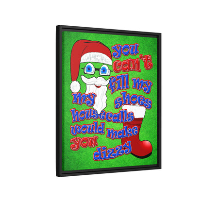 santa's shoes - framed canvas art (green turf)