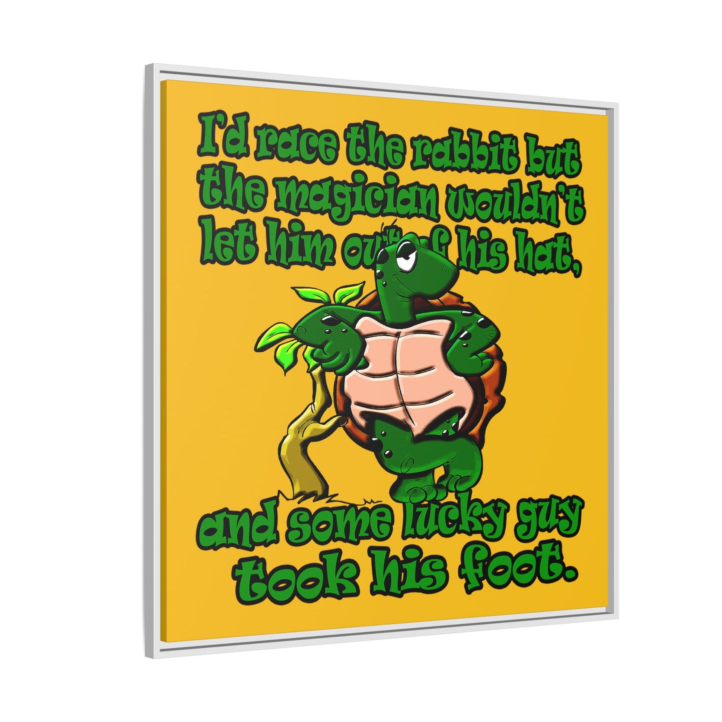 turtle race - framed canvas art (yellow)