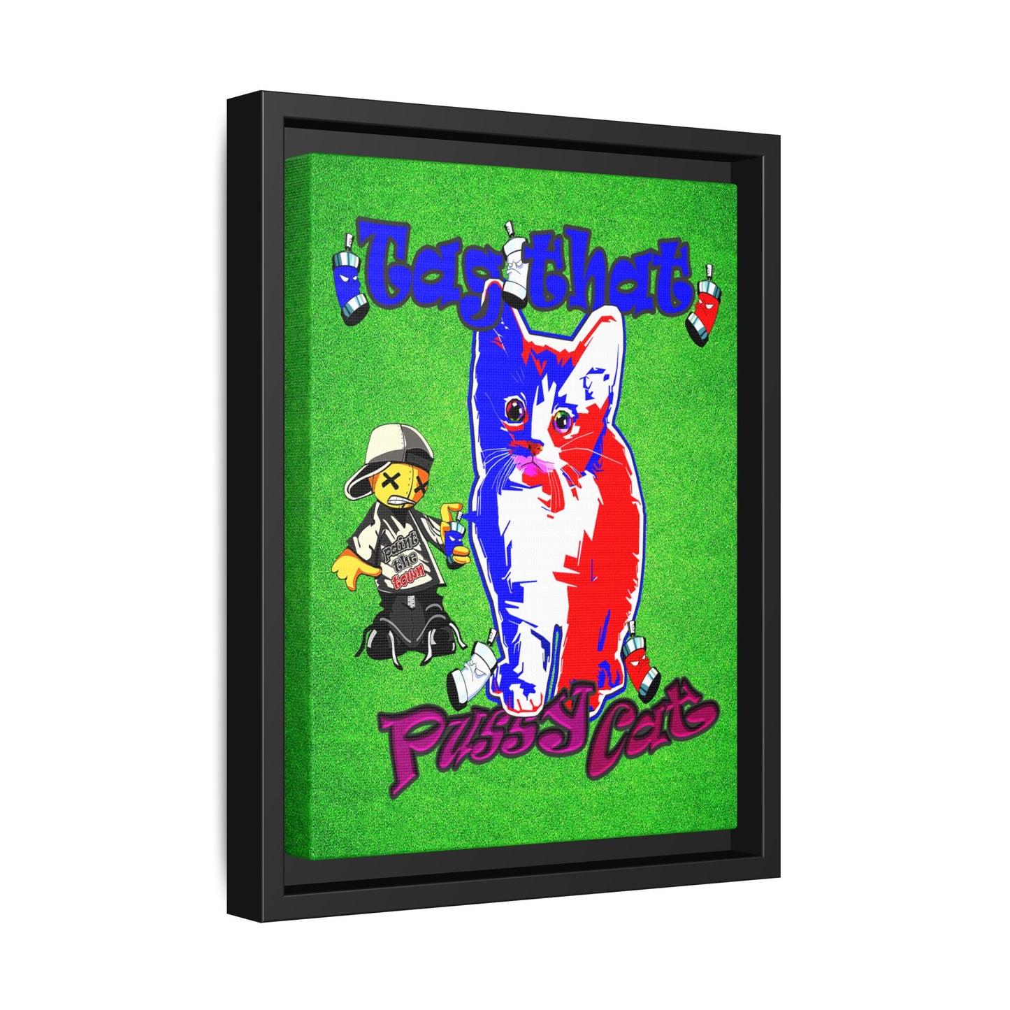 tag that - framed canvas art (green turf)