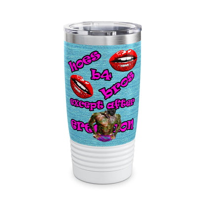 hoes b4 bros - Ringneck Tumbler, 20oz (faded blue)