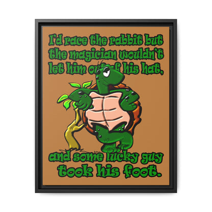 turtle race - framed canvas art (light brown)