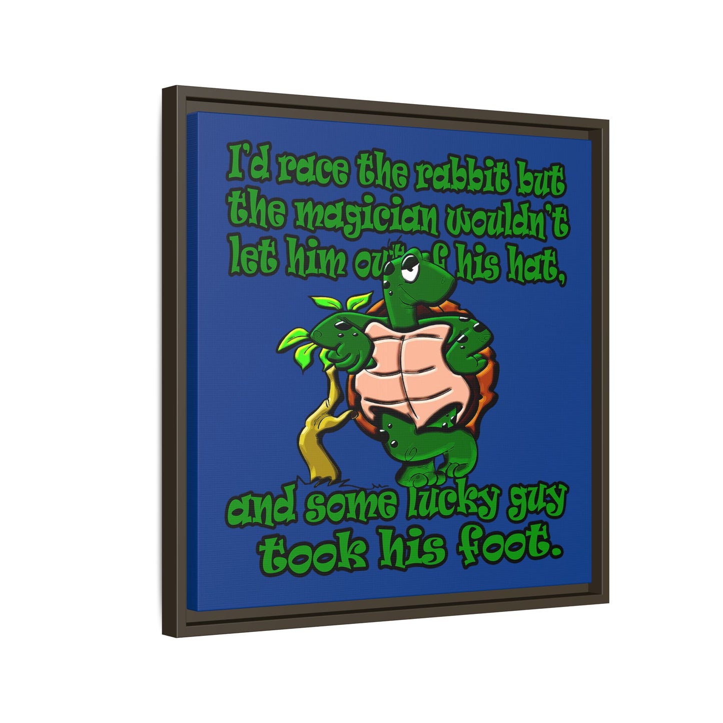 turtle race - framed canvas art (dark blue)