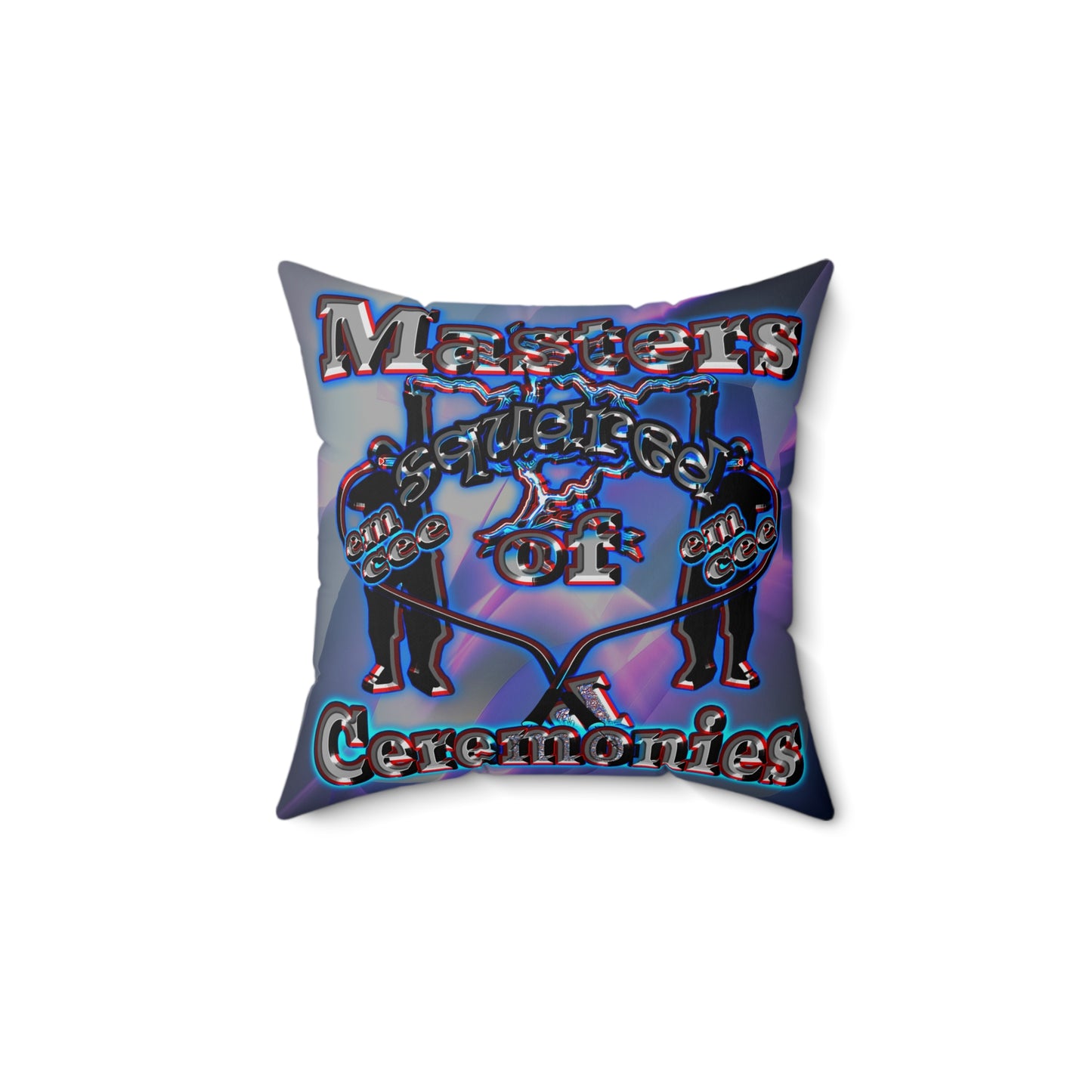 em cee squared - Spun Polyester Square Pillow - (grey-pink wave)