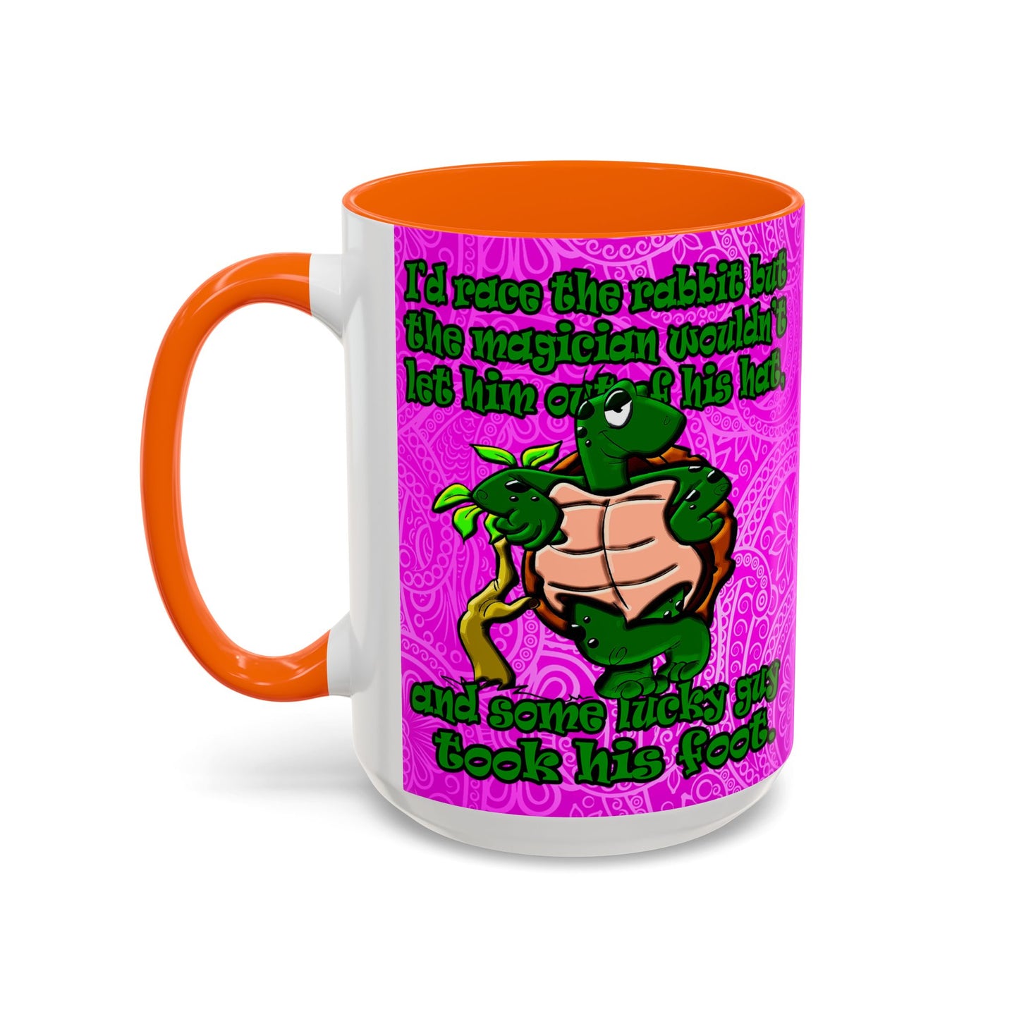 turtle race - Accent Mug (pink swirl)