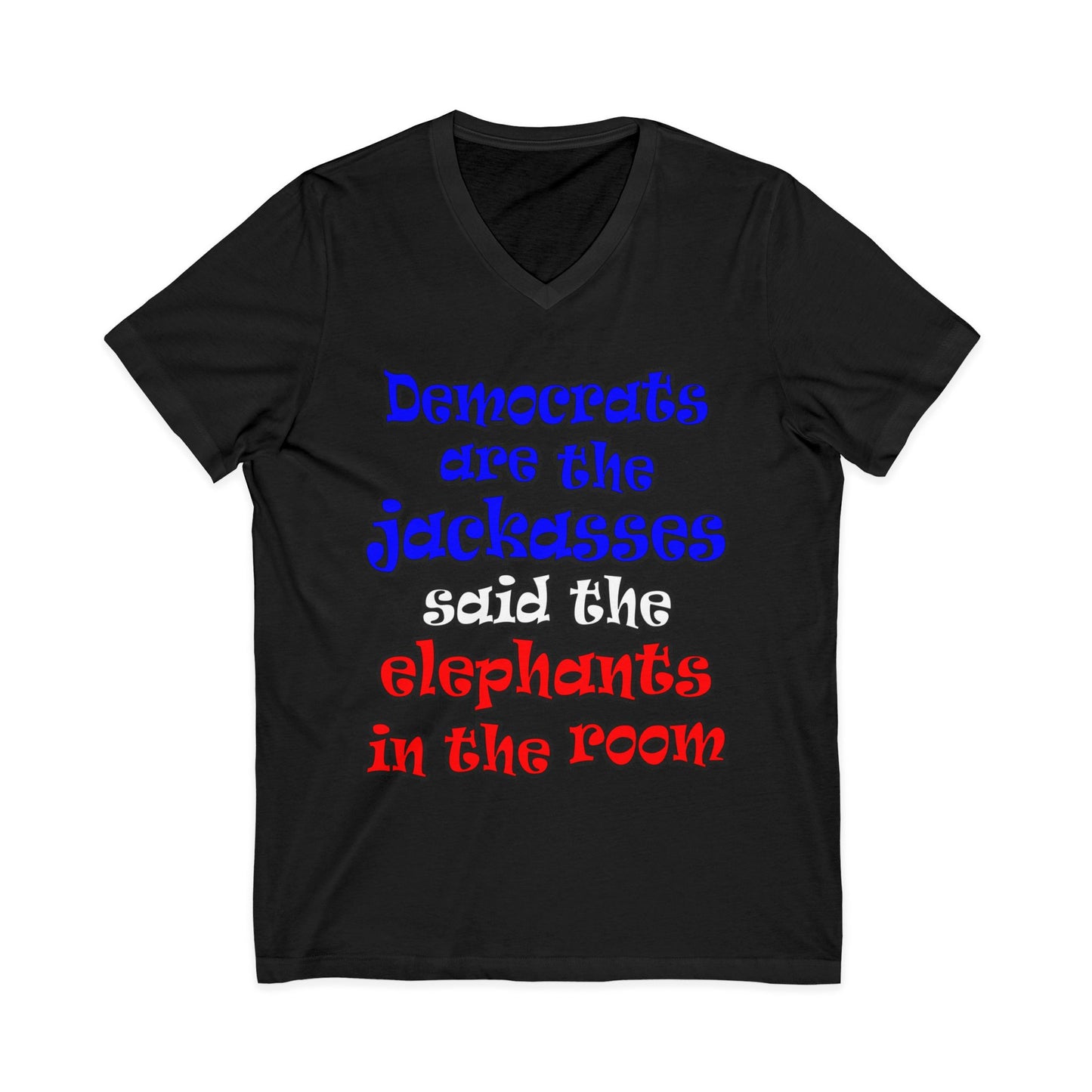 donkeys and elephants - Unisex Jersey Short Sleeve V-Neck Tee
