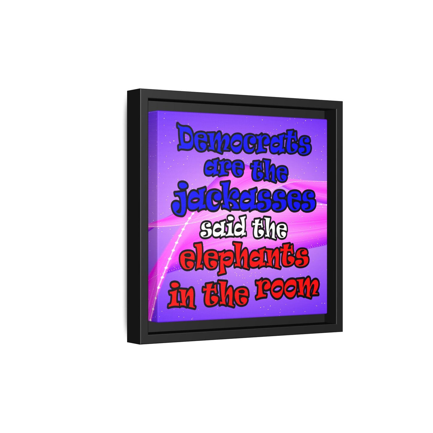 donkeys and elephants - framed canvas art (purple-pink wave)