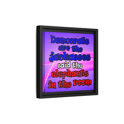 donkeys and elephants - framed canvas art (purple-pink wave)