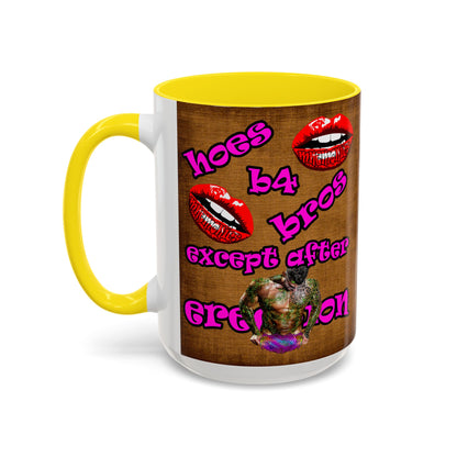hoes b4 bros - Accent Mug (brown papyrus)