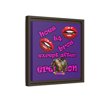 hoes b4 bros - framed canvas art (purple)