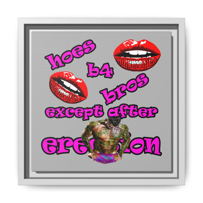 hoes b4 bros - framed canvas art (light grey)