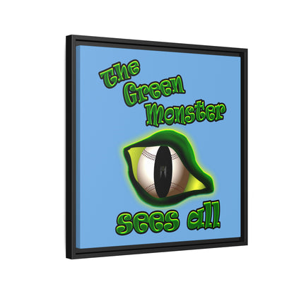 green monster - framed canvas art (light blue)