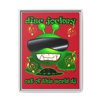 disc jockey - framed canvas art (dark red)