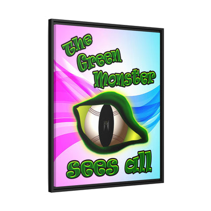 green monster - framed canvas art (light blue-pink wave)