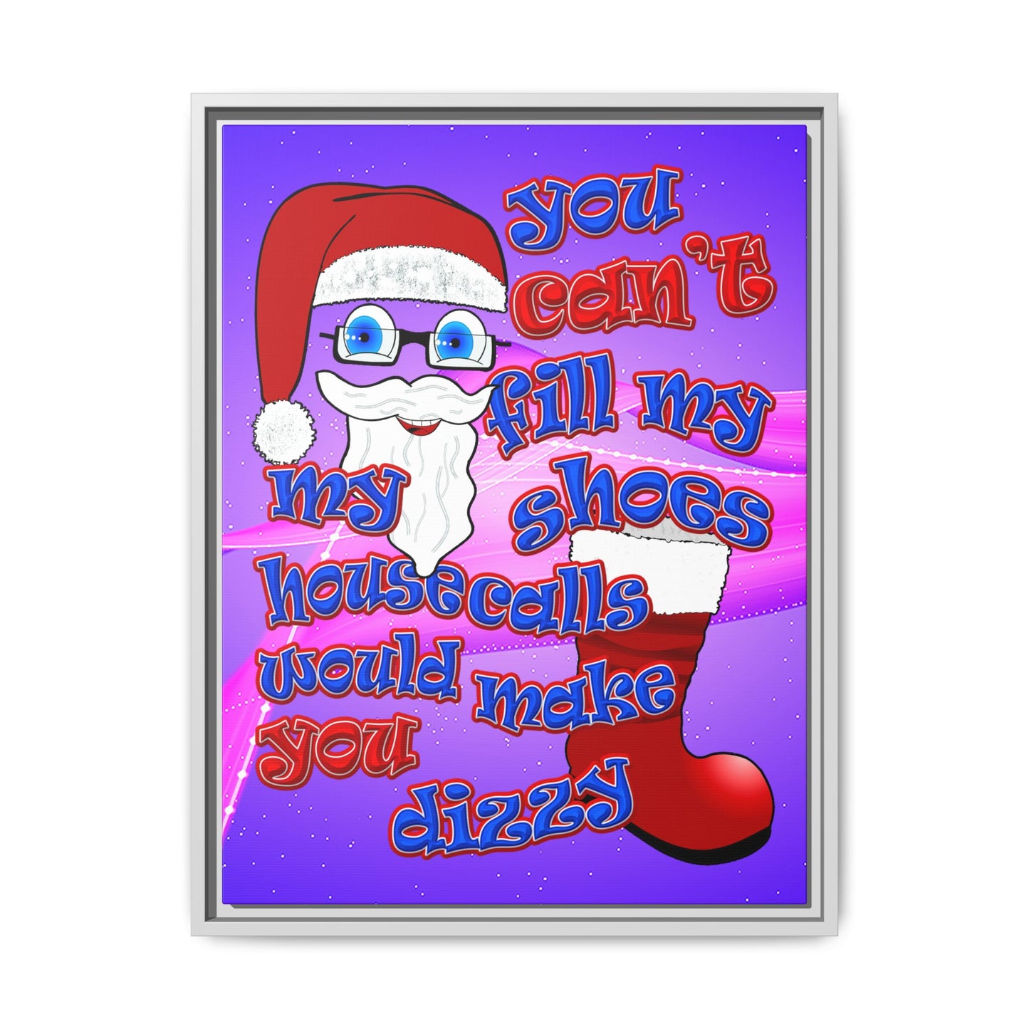 santa's shoes - framed canvas art (purple-pink wave)