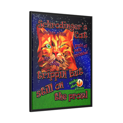 schrodinger's cat - framed canvas art ('snoops' background)