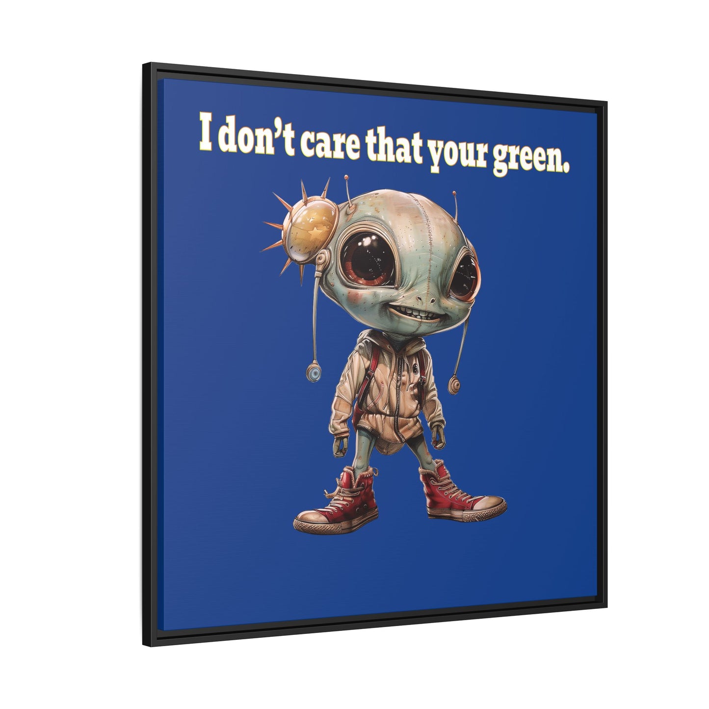 I don't care that your green - framed canvas art (dark blue)