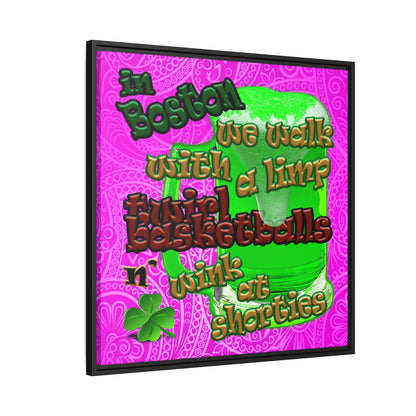celtics logo - framed canvas art (pink swirl)