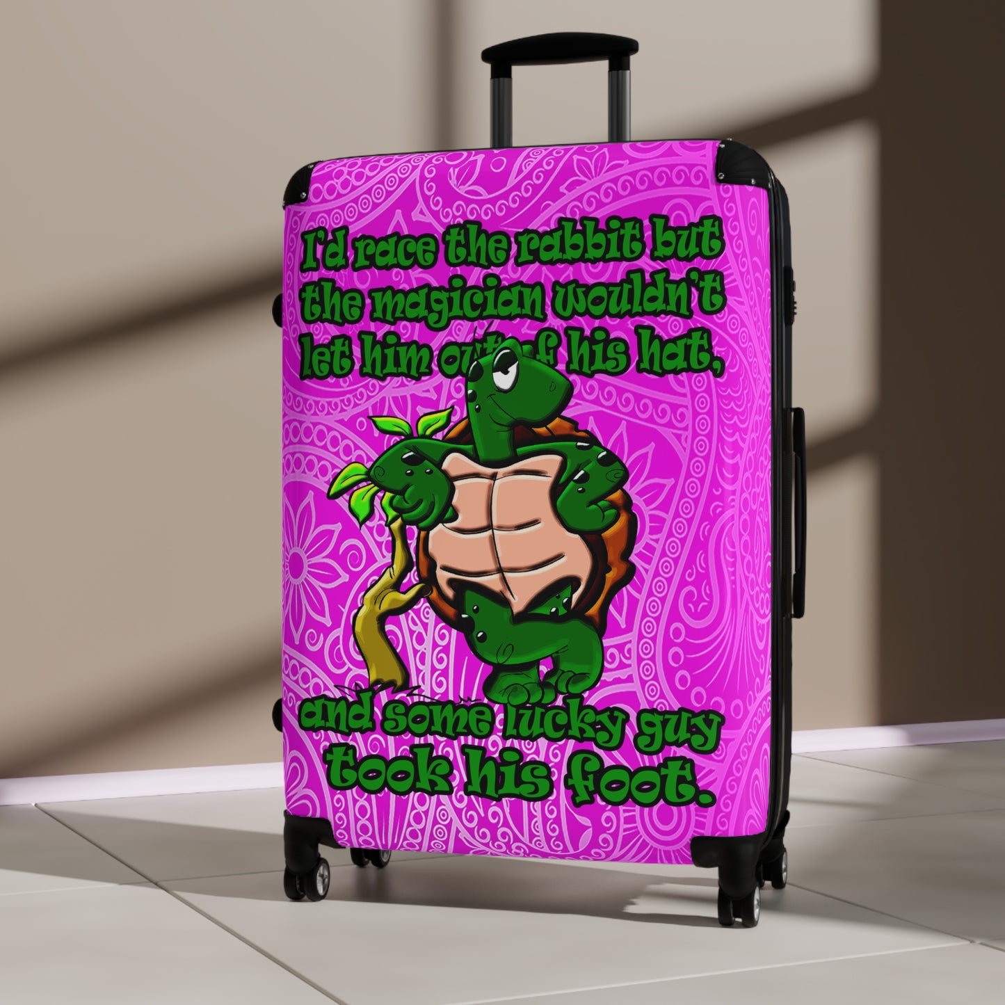 turtle race - Suitcase (pink swirl)
