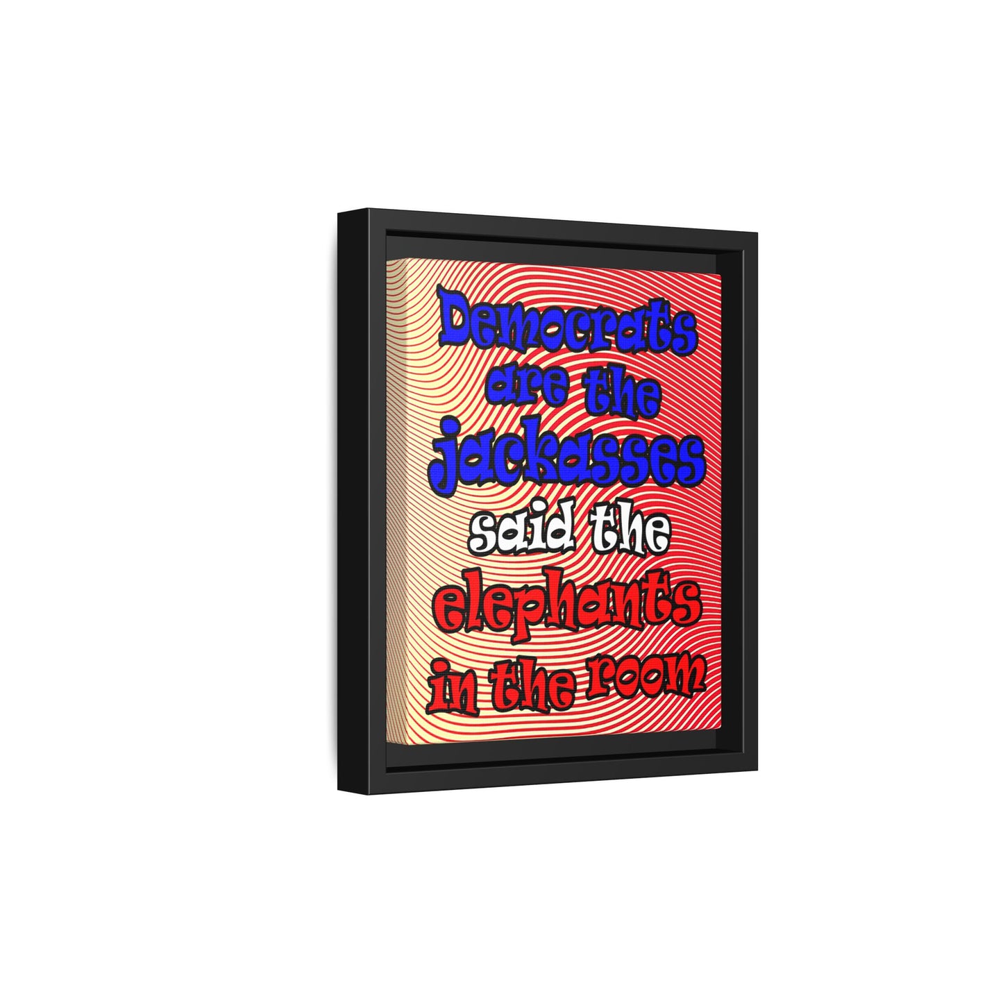 donkeys and elephants - framed canvas art (yellow-orange wave)