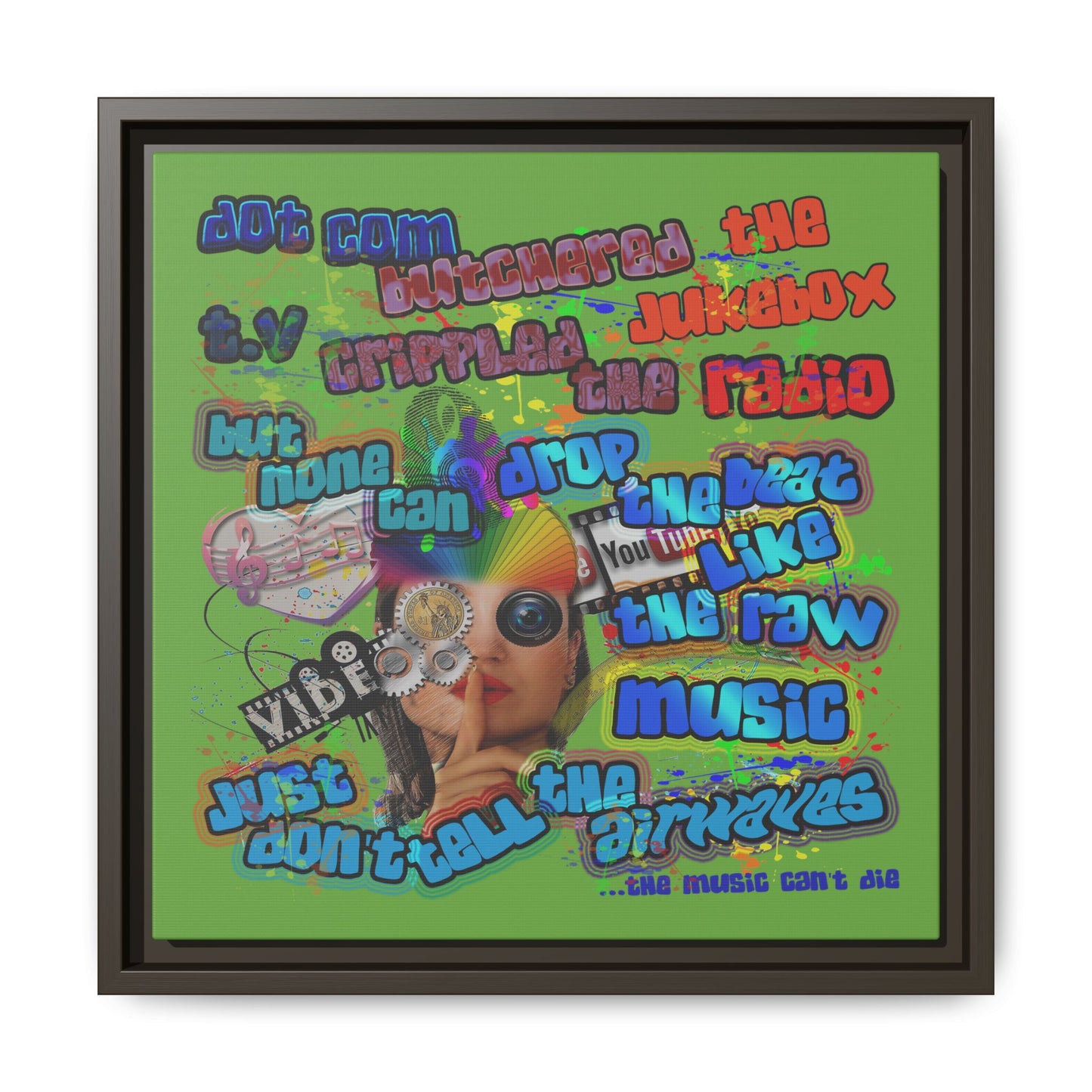 drop the beat - framed canvas art (green)