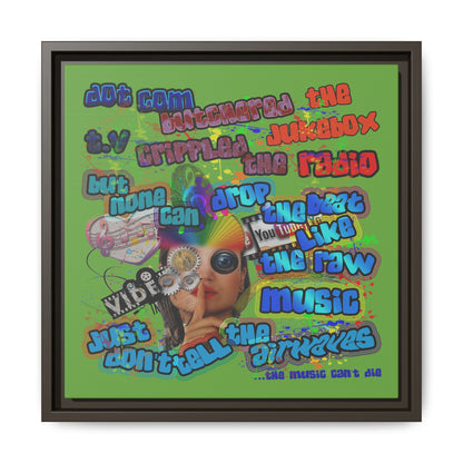 drop the beat - framed canvas art (green)