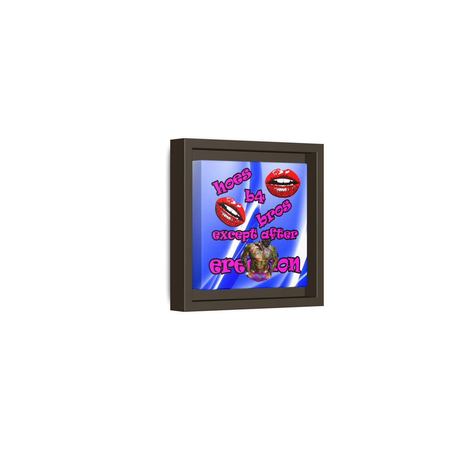 hoes b4 bros - framed canvas art (blue-white wave)