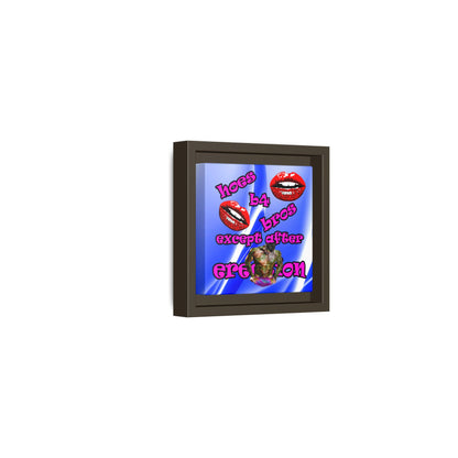 hoes b4 bros - framed canvas art (blue-white wave)