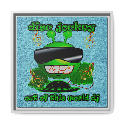 disc jockey - framed canvas art (faded blue)