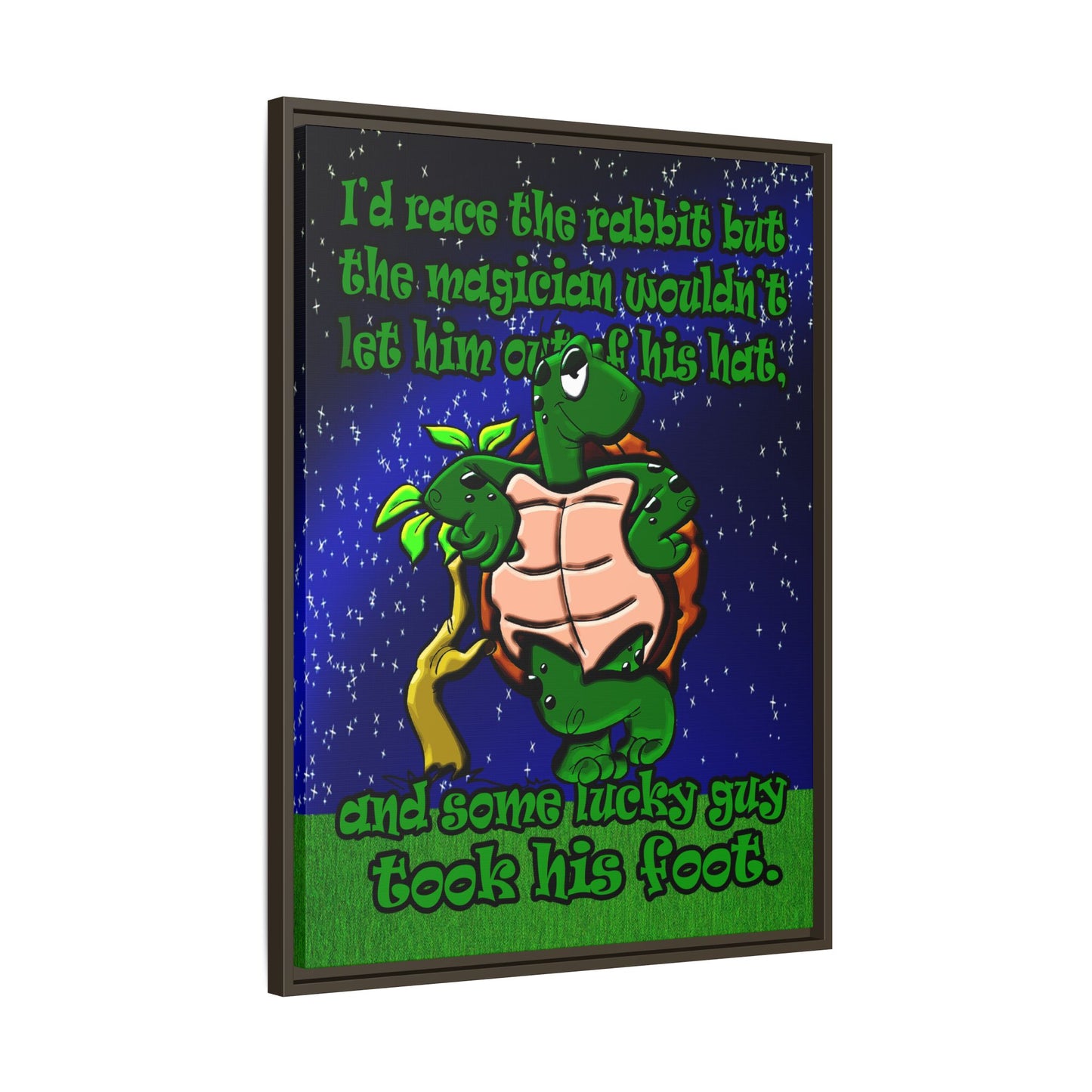 turtle race - framed canvas art ('snoops' background)