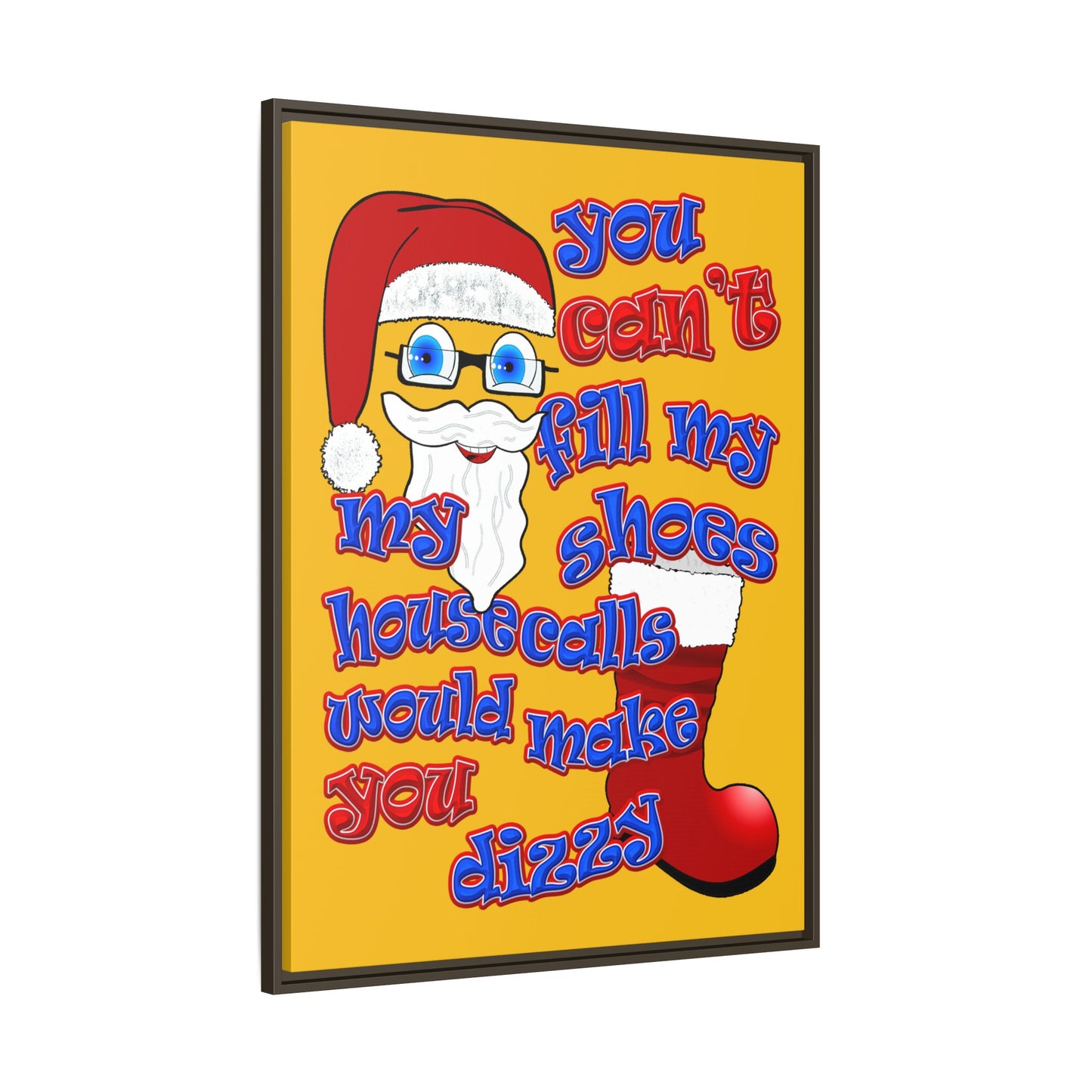 santa's shoes - framed canvas art (yellow)