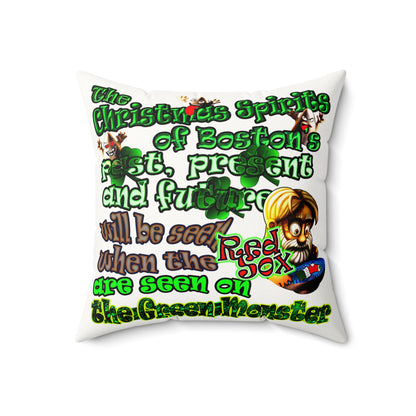 christmas spirits of boston - Faux Suede Square Pillow - (white)
